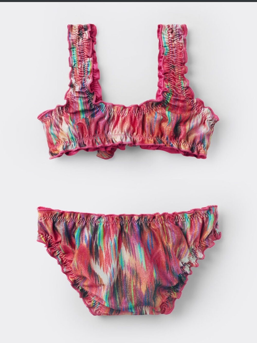 Pink Multicolor Ruffle Bikini Set - Picture 3 of 6